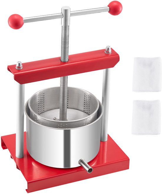0,8 Gal/3 L Handmatige Fruitwijnpers, Twee Roestvrijstalen Vaten, Sappers voor De Productie van Cider, Appel, Druiven, Honing, Olijfolie en Tinctuur met T-Handgreep voor Thuis- Of Buitengebruik van Merkloos