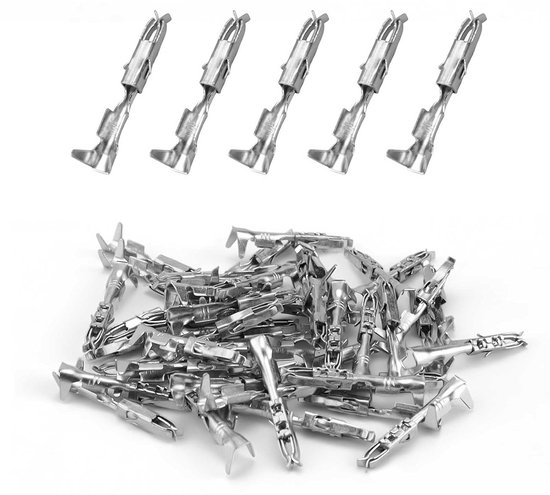 0XBIT Mini ISO Krimpcontacten, 50 stuks mini-ISO-contacten, voor kabeldoorsnede van 0,50 mm² tot 1 mm², draaddiameter van 18 tot 22 AWG