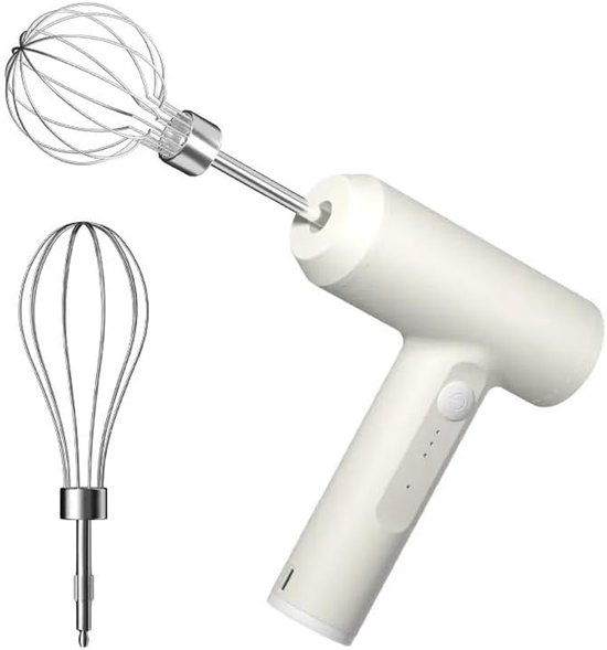 1-delige draadloze elektrische keukenmixer, draagbare mixer met 3 snelheden, geschikt voor het mixen van deeg, cake en slagroom, keukenhulpmiddel (wit) van Merkloos