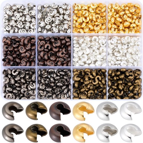 1 doos van 900 cache 5 mm halfronde open ijzer brons zwart zilver gouden afstandhouders voor het maken van sieraden kettingen armbanden doe-het-zelf benodigdheden