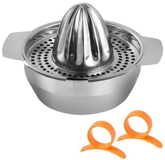 1 RVS sapcentrifuge, 2-ring sinaasappel schiller, handmatige fruit- en sinaasappelsap, gemakkelijk schoon te maken, huishoudelijke handjuicer, juicer met houder