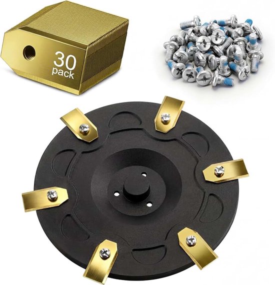 1 snijschijf, 30 gouden messen compatibel met Segway Navimow i105E, i108E & i110n, 30 roestvrijstalen schroeven, vervangingsonderdelen voor robotmaaiers, snijschijf voor robotmaaiers, roterende s