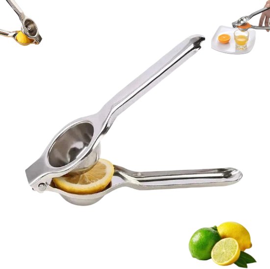 1 stuk - Citroenpers - Multifunctionele pers - Handmatige citroenpers - Roestbestendig - Sapcentrifuge voor thuisgebruik - Hoogwaardige roestvrijstalen citroenpers - Robuuste citruspers - Zilver - 20*5 cm - Geschikt voor citroenen en limoenen