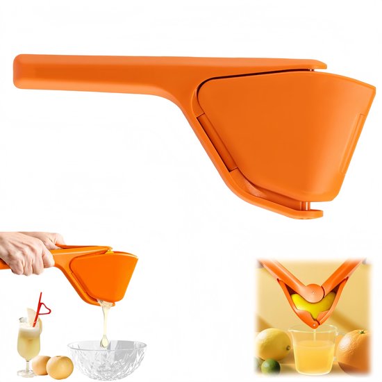 1 stuk - Citruspers - Handmatige Citroensapcentrifuge - Handmatige citroenpers - citruspers - opvouwbare sapcentrifuge - fruitpers - keukensapcentrifuge - draagbaar ontwerp - voor citroenen, sinaasappels of fruit - oranje kleur - 35,3*10,6cm
