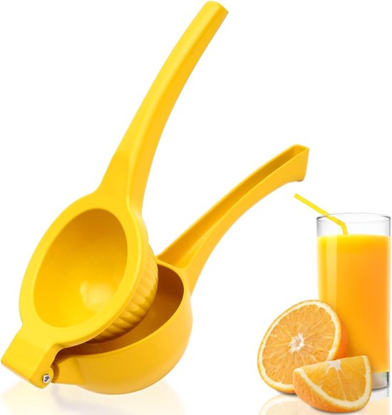 1 stuk handmatige citroenpers, citroenpers, metalen mini-sapcentrifuge, fruithandpers, keukenbenodigdheden, draagbare citroensappers, sapcentrifuge, veiligheidsjuicer (geel) van Merkloos
