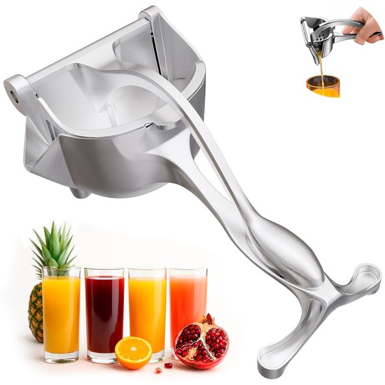 1 stuk - handmatige citruspers - citrus sap pers - citroenpers - sinaasappelpers - aluminium legering - afneembaar - 21 x 13 x 9 cm - voor citroen, sinaasappel, limoen, fruit, keuken - zilver