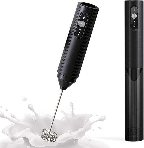 1 stuk - kleine elektrische melkmachine - roestvrij staal koffie crème elektrische melkmachine - eiermachine draagbare mixer - drie snelheden verstelbaar - opladen model - zwart