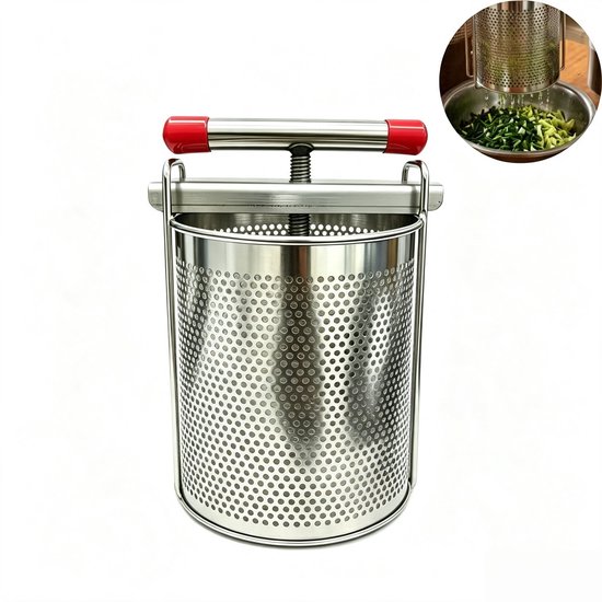 1 stuk - multifunctionele waterpers - handmatige fruitpers - koolpers - knoedelvulling pers - roestvrij staal 304 - inhoud 2,8 l - huishoudelijke keuken, dumpling vulling ontwateren, fruit sap persen, groente ontwateren - zilver
