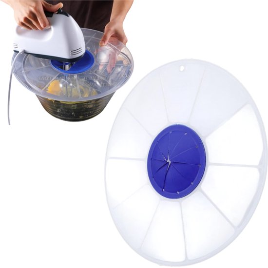 1 stuk - Spatdeksel voor blender - Siliconen materiaal - Spatdeksel voor mengkom - Spatbeschermer voor in de keuken - 30,48 cm - Geschikt voor de meeste handmixers en staafmixers - Blauw van Merkloos
