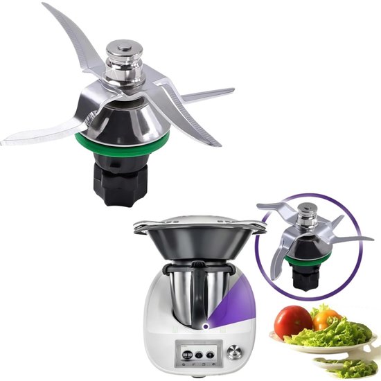 1 stuk - Vervangend mes voor keukenmachine - Scherp mes van roestvrij staal - Mixmes - hogesnelheidsmessen - 120*132*80 mm - Voor het malen en vermalen van keukeningrediënten - Zilver