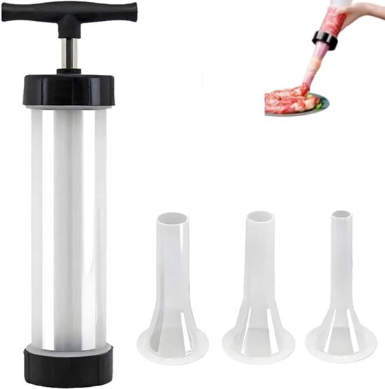1 stuk - Worstvullers - plastic vleesvultrechter - hotdogvuller - met 3 vulbuizen in verschillende maten - geschikt voor zelfgemaakte worsten - voor familiebijeenkomsten en barbecues - 30.2×10.6cm