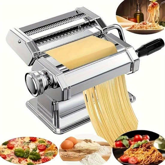 1 x roestvrijstalen pastamachine, instelbare dikte, handmatige roller noedelmaker voor zelfgemaakte lasagna, spaghetti, fettuccine, keukengadget, terug naar school essentieel