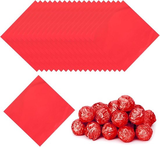 10 cm folie snoep wrappers, 200 stuks chocolade inpakpapier voor zelfgemaakte karamel doe-het-zelf snoepjes decoratie chocolade taart verpakking, rood