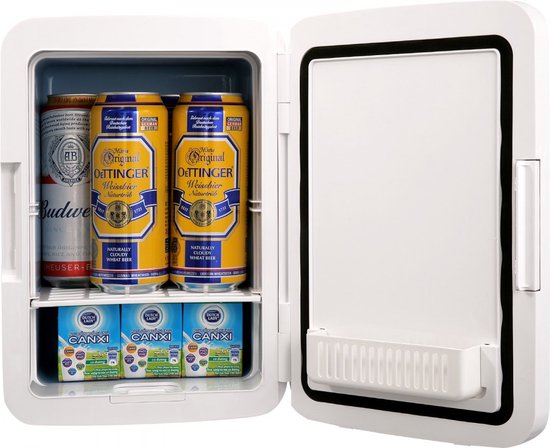 10 L / 12 blikjes minikoelkast, 2 in 1 kleine koelkast Koel- en verwarmingsfunctie, slot Compacte drankenkoelkast 9 V DC / 220 V AC voor kantoren en slaapzalen, drankjes, cosmetica, zwart van Gadgy