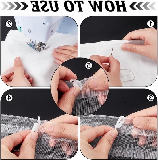 10 meter Transparante Golfvormige Gordijn Rimpelband, 7 cm Breed met 100 Stuks Heels voor Drapeau en Decoratie van Merkloos