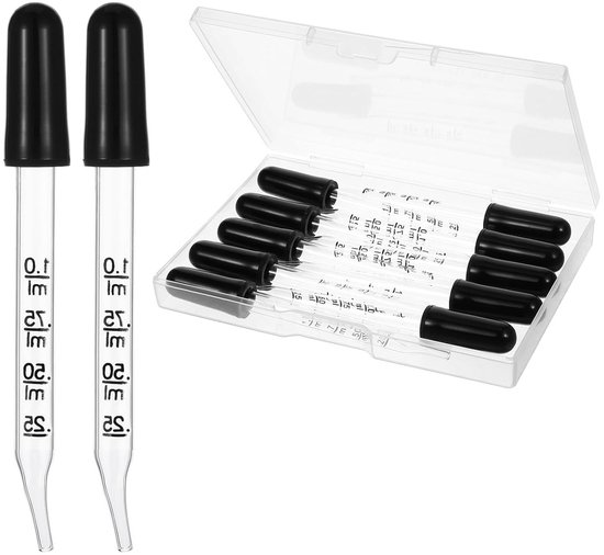 10 Stuks 0.5ml Glazen Pipet met Siliconen Dopper en Maatverdeling voor DIY Snoep Mallen en Keuken Gebruik van Merkloos