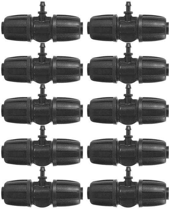 10 stuks 16mm naar 4/7 Tuin Lock Barbed Tee Connector voor PE Slang Tuin Irrigatie van Merkloos
