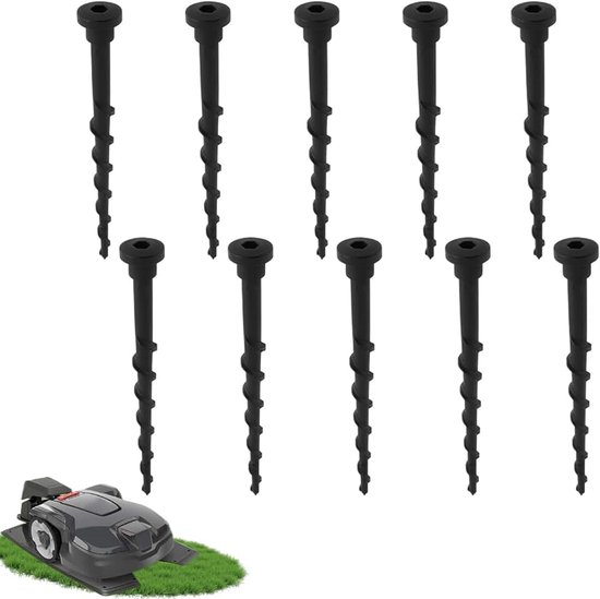 10 stuks aardschroeven, bodemschroeven, grasmaaier, laadstation schroef, aardschroef voor grasmaaiers, laadstation, bevestiging op gazon, vloer (zwart)