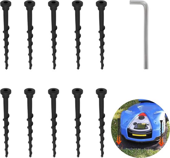 10 stuks grasmaaier, laadstation schroef, compatibel met Husqvarna Automower 105 305 308 lengte 13,7 cm robotmaaier garage vloernagels, tuingereedschap accessoires voor grasmaaiers, zwart