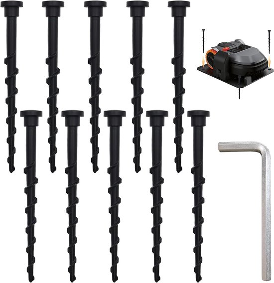10 stuks grasmaaiers, laadstation schroef, aardschroeven, grasmaaierschroeven, robotmaaier, garage, vloernagels, compatibel met Husqvarna automatische grasmaaiers 105 305 308 (zwart)