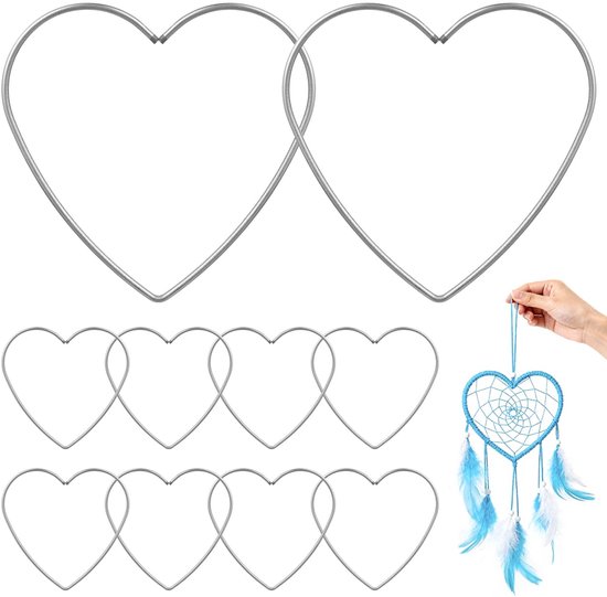 10 stuks handgemaakte dromencatcher metalen ringen hartvorm robuuste doe-het-zelf decoratie voor vrouwen en meisjes voor creatieve knutselprojecten en wanddecoratie