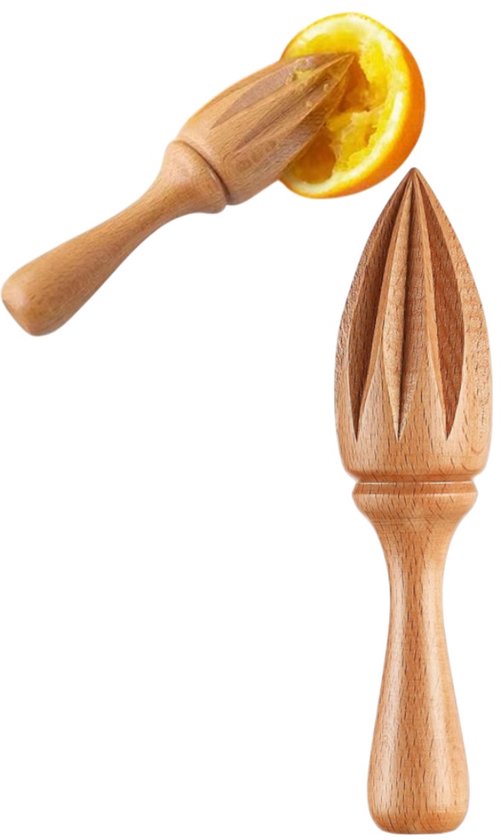 10 stuks houten citruspers - beukenhout, gemakkelijk vast te pakken - Houten Citruspers – Citroenpers – Sinaasappelpers - Handpers - 16 * 3,50 * 3,50 cm - geschikt voor thuis, in bars, cafés en restaurants - natuurlijke houtkleur van Merkloos