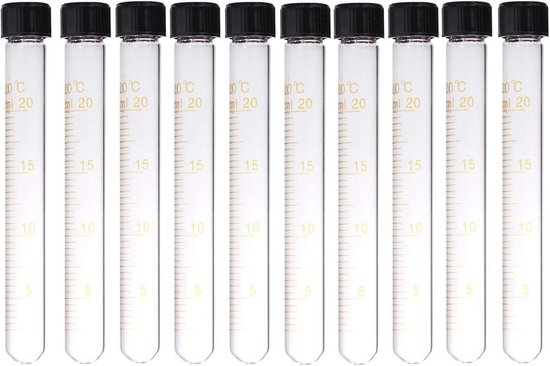 10 Stuks Laboratorium Centrifugebuizen met Schroefdop - Afgestudeerd Glaswerk (20ml) van Merkloos