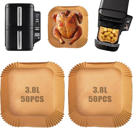 100 Stks Air Fryer Liners voor Ninja Double Stack 7.6L Air Fryer SL300UK, Dubbele Air Fryer Papieren Liners Wegwerp, Ninja Double Stack Air Fryer Accessoires