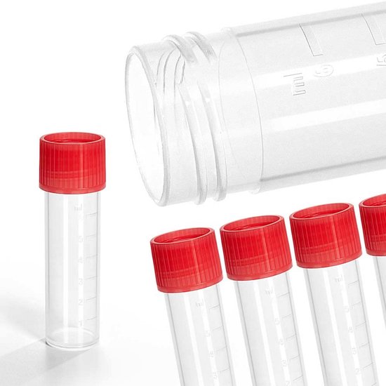 100 Stuks Centrifugebuizen met Schroefdop 8ml PP Rood van Merkloos