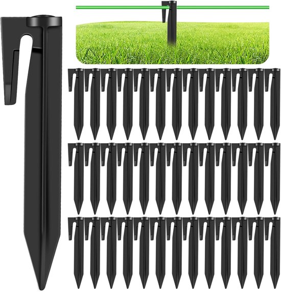100 stuks haringen voor robotmaaier, begrenzingskabel, haken, grondankers van stevig PP, haringen, grondpennen, spijkers voor robotmaaier, begrenzingsdraad, tent, camping, compatibel met Worx