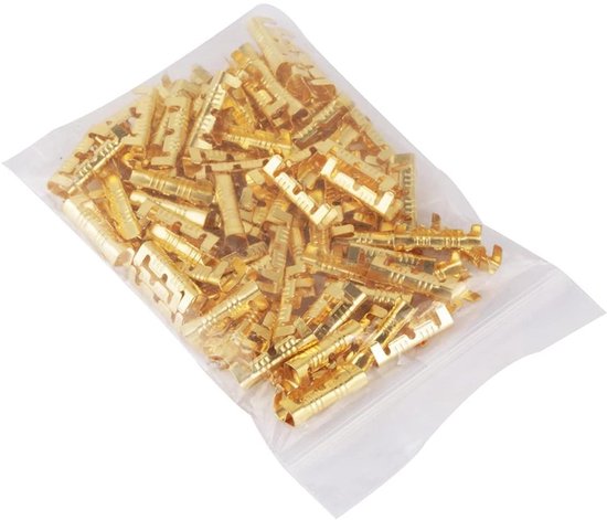 100 Stuks Messing Butt Connectors voor Elektrische Draadverbindingen - Crimp Terminals voor 0,5-1,5mm Draad