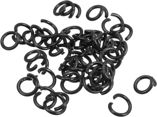 100 stuks open springringen, 8 mm, kleurrijke O-ring, connectoren voor knutselen, kunsthandwerk, sieraden maken, koolstofstaal, zwart