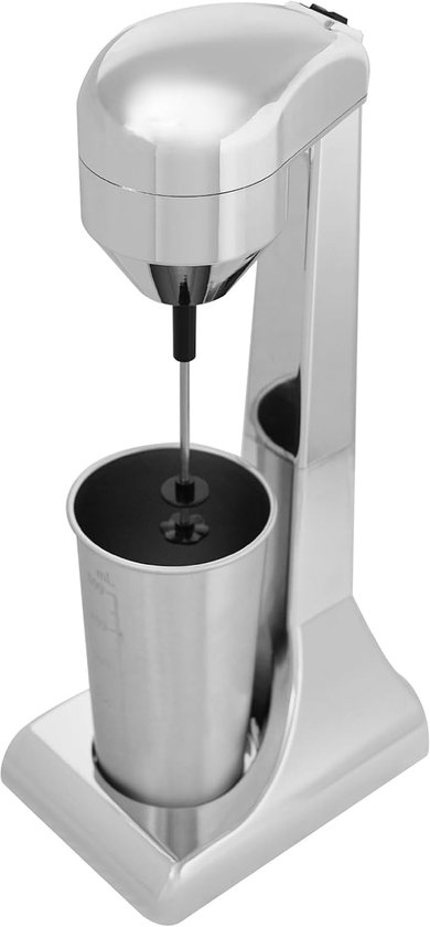 100 W Milkshakemixer, 22000 omw/min, elektrische blender, 2 snelheden, 500 ml kopcapaciteit, drankmixer voor het bereiden van melkthee, milkshakes, koffie (zilver)