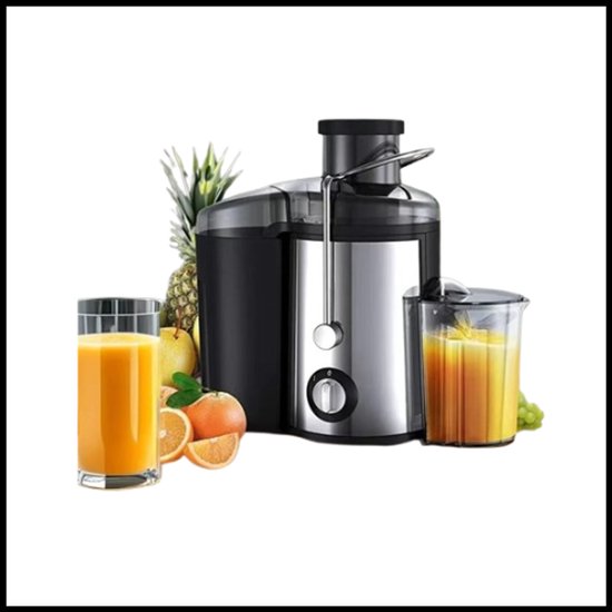 1000W Sapcentrifuge – Voor Hele Groenten en Fruit – 65mm Brede Invoer – 2 Snelheden – Titanium Messen & 500ml Sapkan van Merkloos