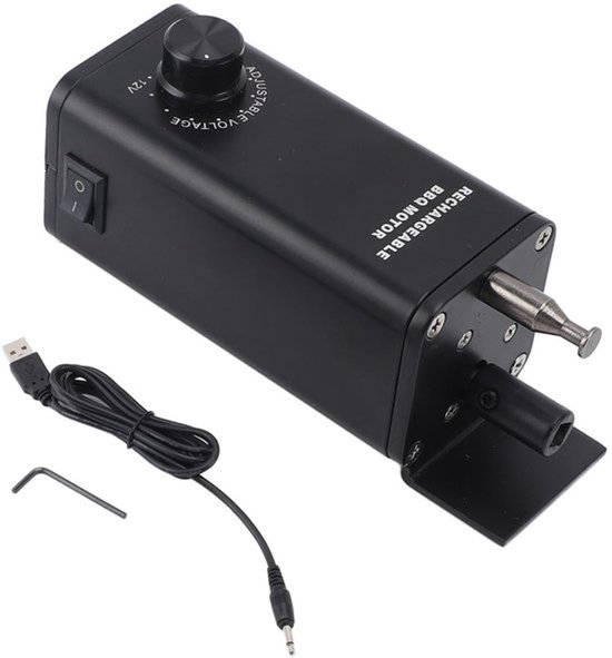 10W Rotisserie Motor Aluminium Legering 3 tot 12V Elektrische Grillmotor met Oplaadbare Batterij, Verstelbare Snelheid voor Universele Grills van Merkloos