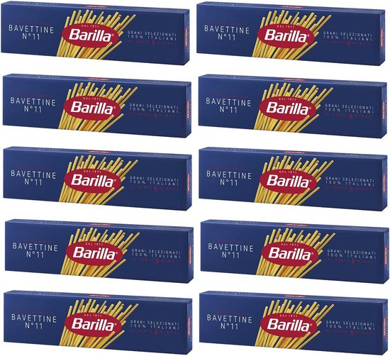 10x Italiaanse Bavette Pasta No. 11 - 500g Droge Tarwepasta van Merkloos