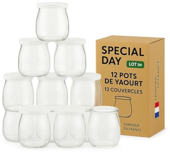 12 glazen yoghurtpotjes met 12 luchtdichte deksels - Ideaal voor zelfgemaakte yoghurt en babyvoeding - 125g van Merkloos