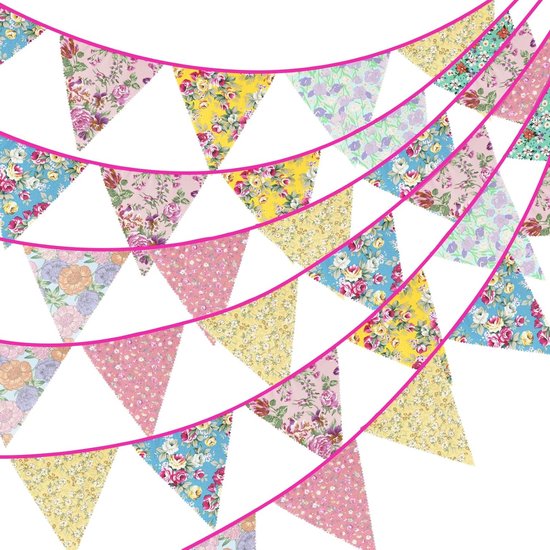 12 meter lange bloemenbanner slinger: een kleurrijke decoratie voor huis en tuin, feestversiering en evenementen van Merkloos
