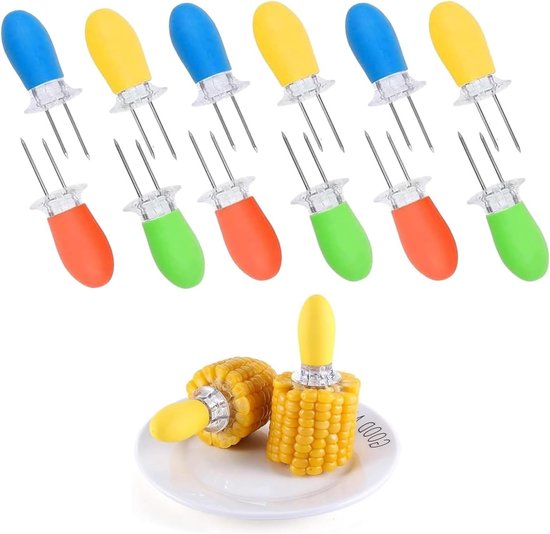 12 Paar Maïskolfhouders van RVS, BBQ Gereedschap, Keukenaccessoires voor Makkelijk Eten van Maïs