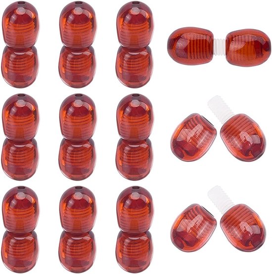 12 Sets Plastic Screw Clasps Dark Red Plastic Screw Clasps voor Sieraden Making, 8x7mm Bead Size with 1.2mm Hole, Column Shape Barrel voor DIY Necklace Bracelet Connectors