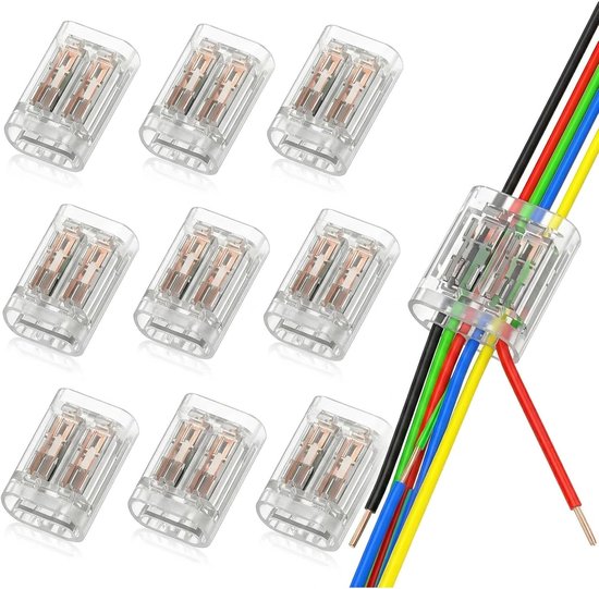 12 stuks 6-polige kabelverbinders, soldeervrije snelverbinders, 6p elektrische connectoren voor draad-naar-draad 0,35-0,5 mm² (Awg22-20)