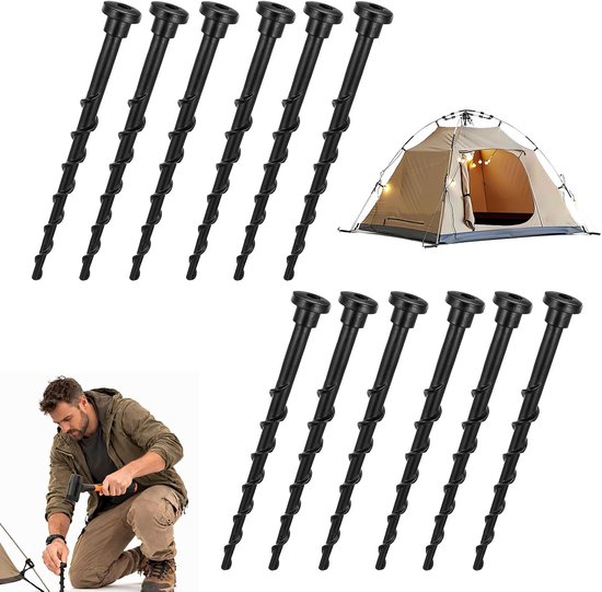 12 stuks aardschroeven, bodemschroef, aardschroeven voor robotmaaier, grondschroeven, grondschroef voor grasmaaier, laadstation, bevestiging op gazonbodem, lengte 13,7 cm, tuingereedschap (zwart)