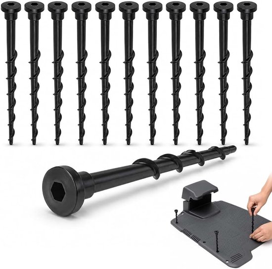 12 stuks aardschroeven, grondschroeven, robotmaaier, bodemschroef, 13,7 cm grasmaaier, laadstation, schroeven, bodemschroeven, tuingereedschap, accessoires voor grasmaaiers, zwart