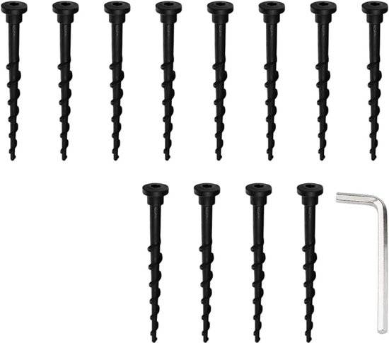 12 stuks aardschroeven voor robotmaaier, laadstation, schroef, compatibel met Husqvarna Automower 105, 305, 308, aardschroeven voor laadstation, lengte 13,7 cm, eenvoudige installatie, met moersleutel