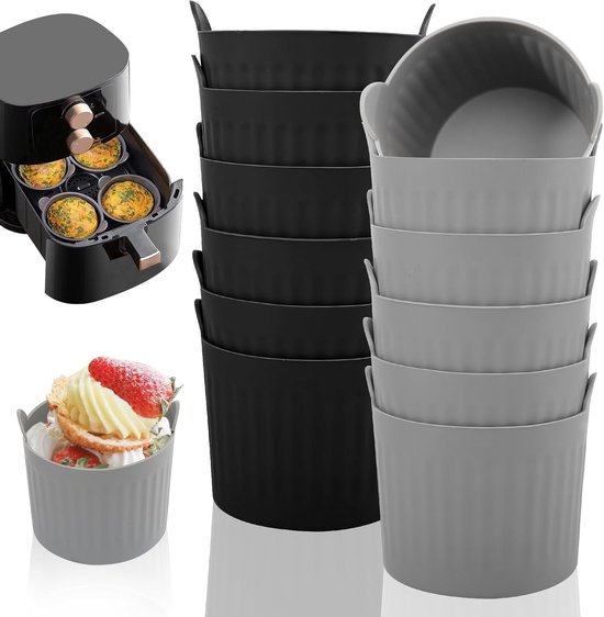 12 Stuks Herbruikbare Siliconen Muffinvormen voor Airfryer, Perfect voor Muffins, Taarten en Eieren van Merkloos