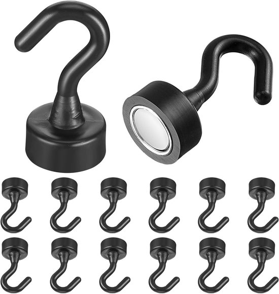12 Stuks Magnetische Haken voor Ophangen, Kleine Magnetische Haken voor Koelkast, Kantoor en Keuken, Ideaal voor Cruise Cabines en Klaskamers