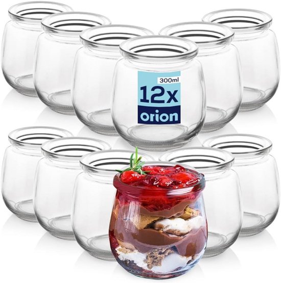 12x Glazen Potjes 300 ml voor Yoghurt, Desserts of Inmaken van MamboCat