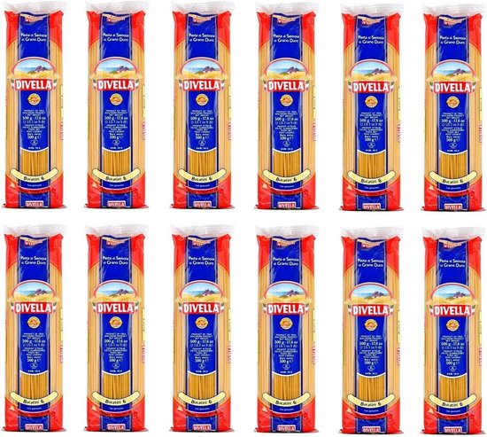 12x Italiaanse Bucatini Pasta N°6 - 100% Harde Tarwe Gries - 500g van Merkloos