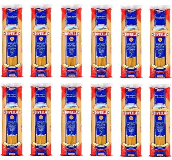 12x Italiaanse Bucatini Pasta N°6 - 100% Harde Tarwe Gries - 500g