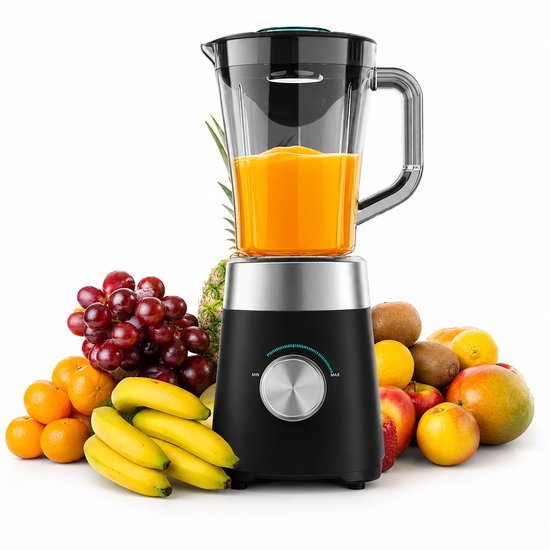 1300 W blender voor op het aanrecht – Power Black Titanium 1300Max - mengkan van 1,5 liter met 4 Black Titanium-messen - 2 snelheden & ijs-crush-functie